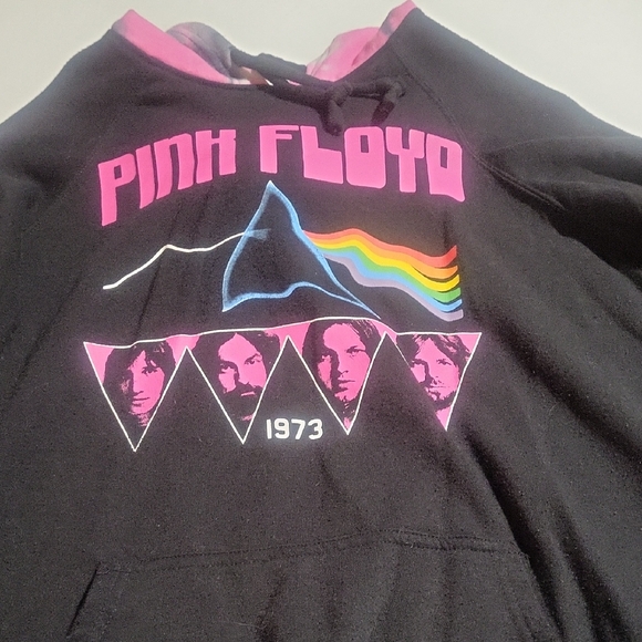 Pink Floyd Tops - Pink Floyd Black Hoodie with Pink and Rainbow Accents